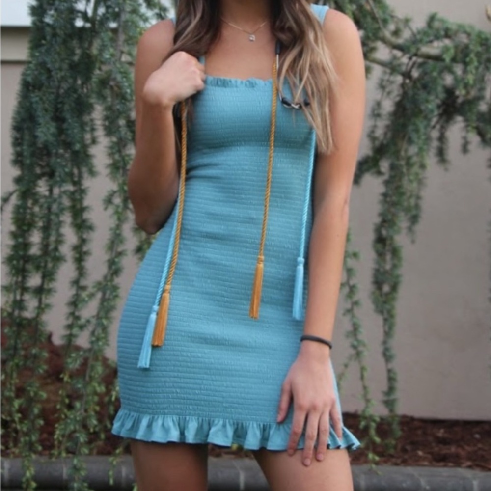Elegant Blue Ruffle Venus Dress